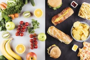 Healthy food and unhealthy food
